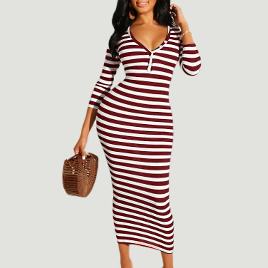 Jersey Girl - Striped Midi Bodycon Dress
