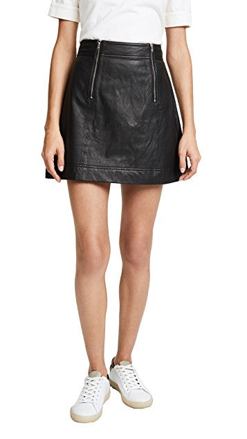 Women Real Lambskin Leather Slim Fit Skirt WS083