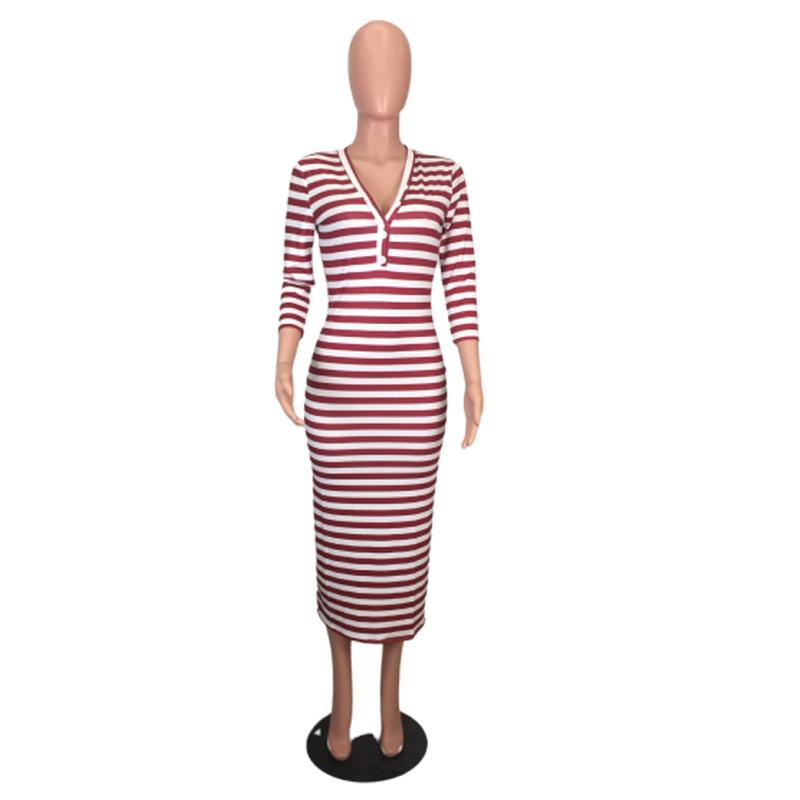 Jersey Girl - Striped Midi Bodycon Dress