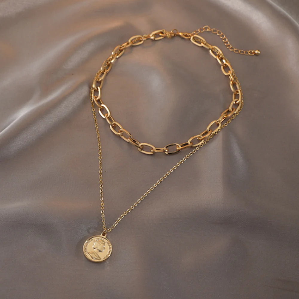 Priceless - Layered Choker with Coin Pendant