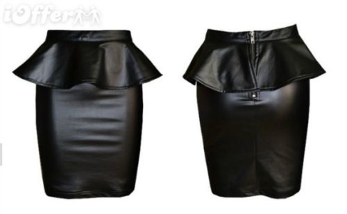 Peplum Lambskin Leather Mini Skirt