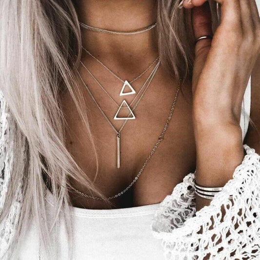 Double Triangle - Layered Necklace